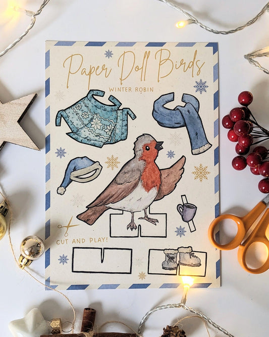 Paper Doll Bird - Winter Robin - Single Page