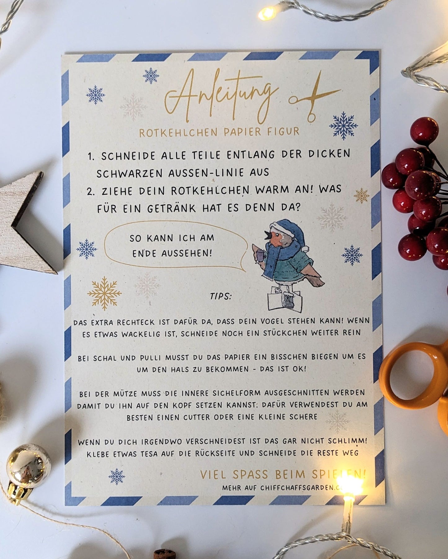 Paper Doll Bird - Winter Robin - Single Page