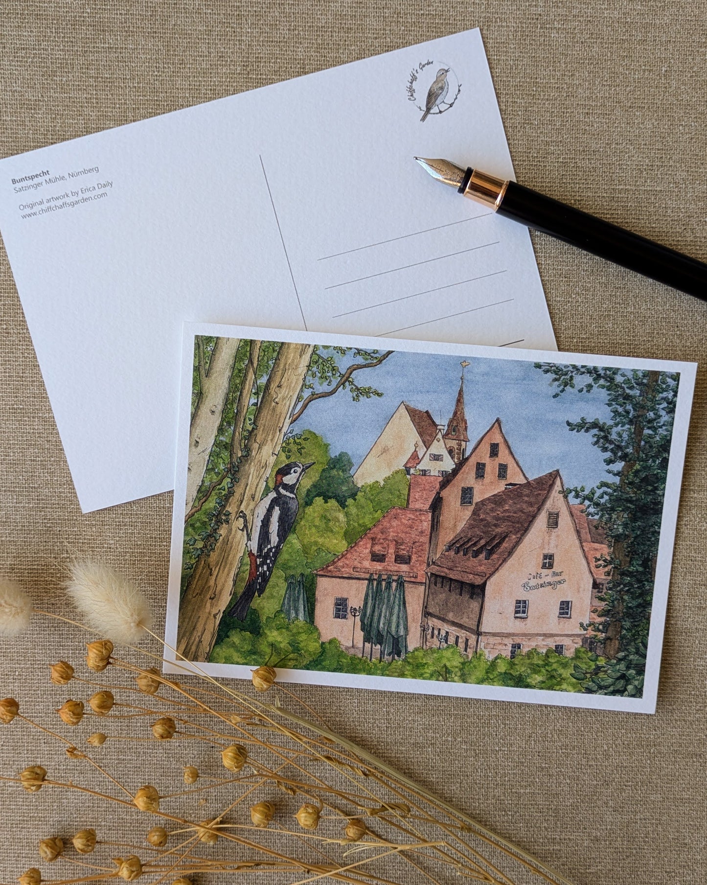 "Woodpecker at the Mill" Postcard Print