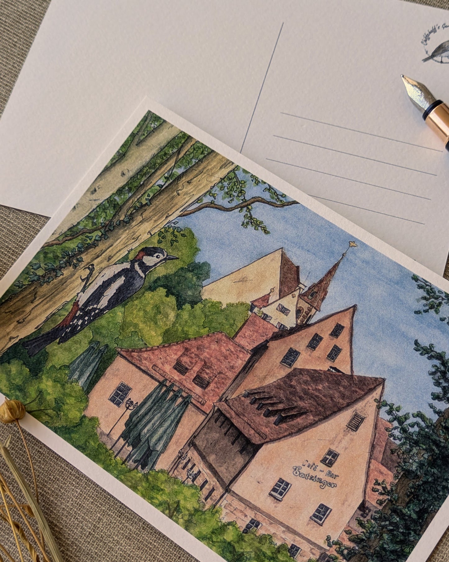 "Woodpecker at the Mill" Postcard Print