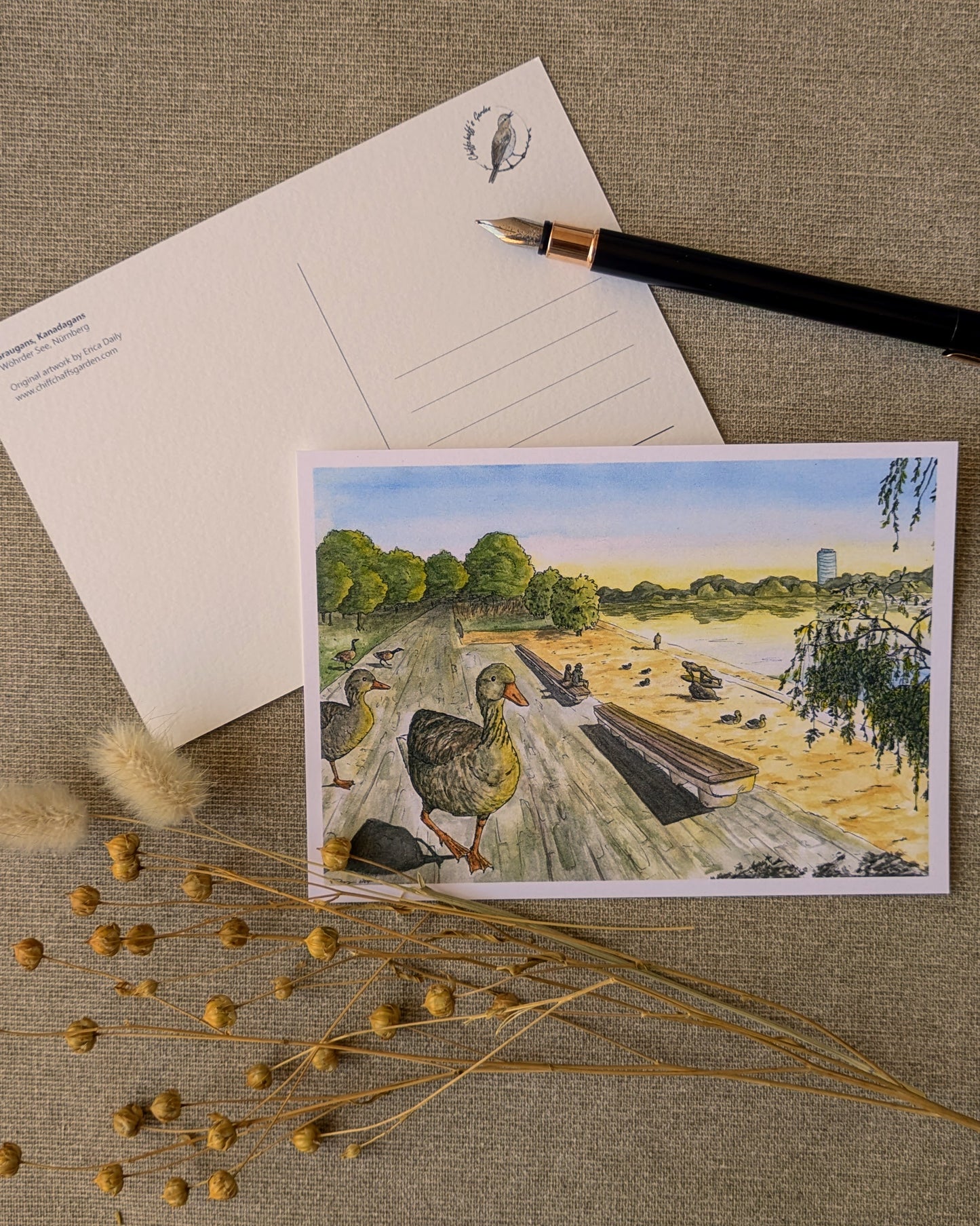 "Geese on the Beach" Postcard Print