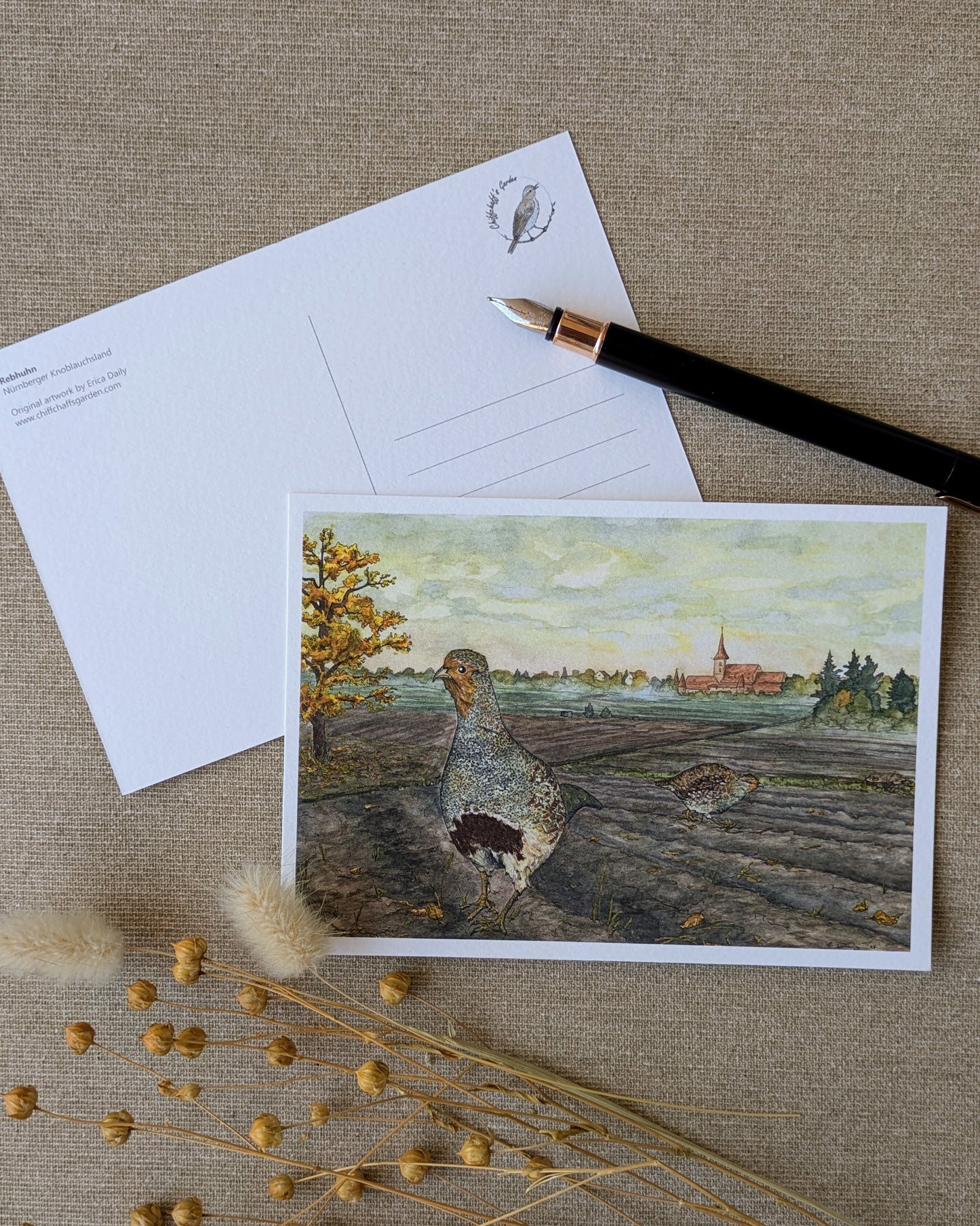 "Partridge in the Field" Postcard Print