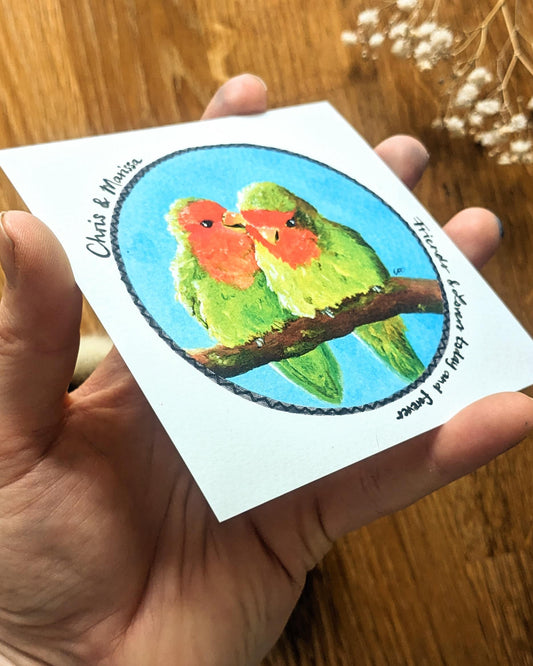 Personalized "Lovebirds" Art Print