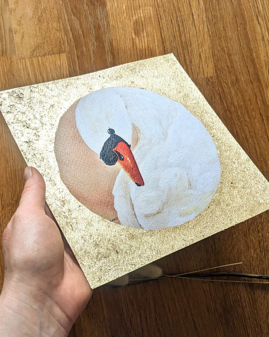 "Silent Swan" Embellished Art Print