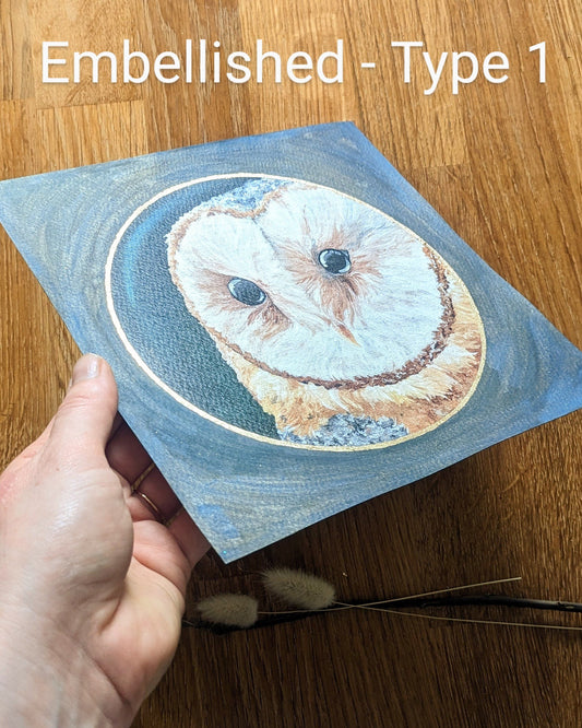 "Beautiful Barn Owl" Embellished Art Print