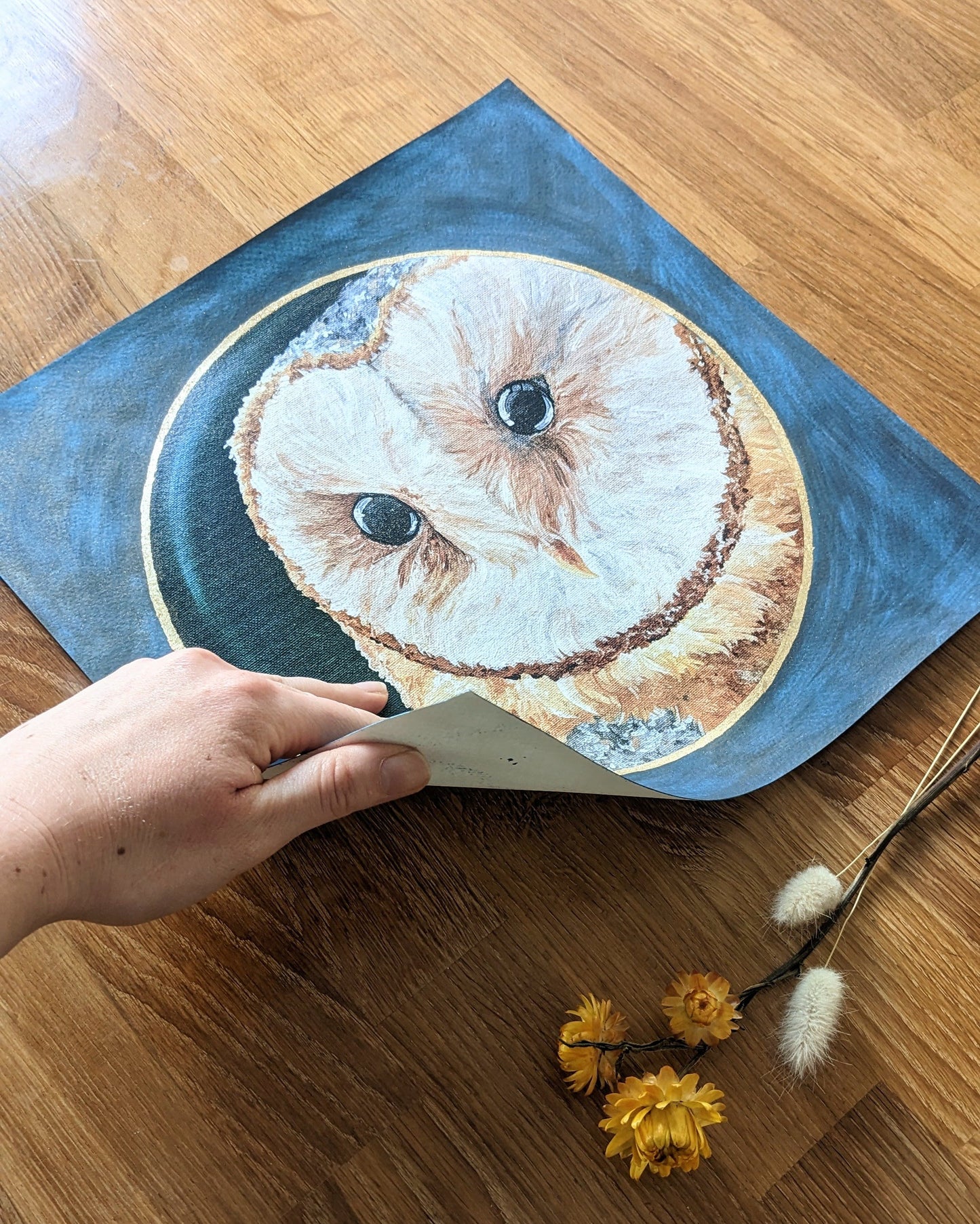 "Beautiful Barn Owl" Verzierter Kunstdruck