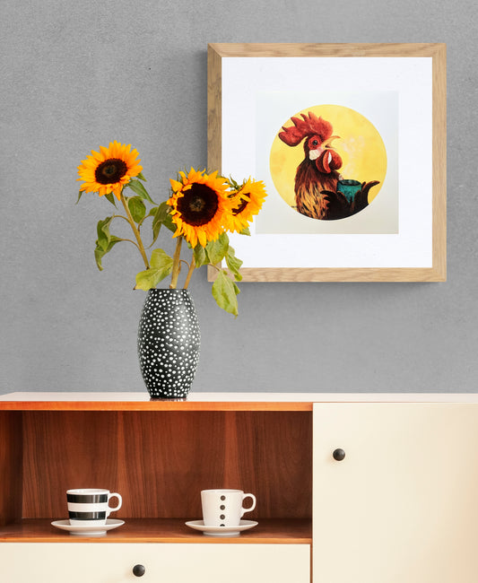 "Good Morning Rooster" Verzierter Kunstdruck
