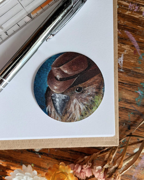 Cowboy Kakapo Sticker - 5cm - Matte