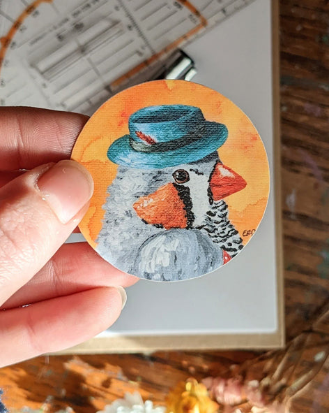 Dapper Zebra Finch Sticker - 5cm - Matte