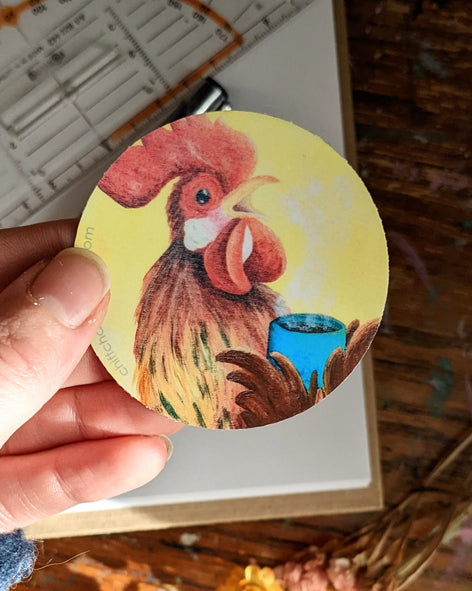 Good Morning Rooster Sticker - 6cm - Matte