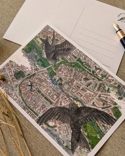 "Swifts over Nuremberg" Postcard Print