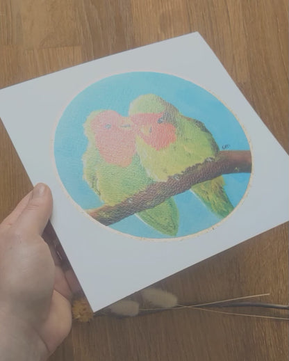 Personalized "Lovebirds" Art Print