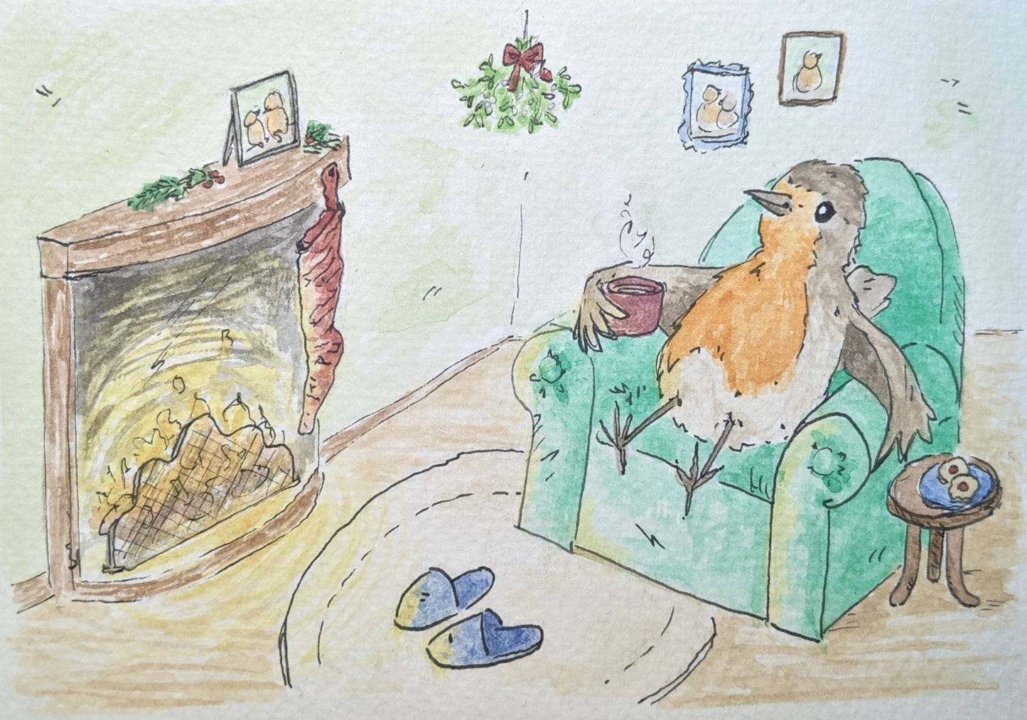 Karte "Cozy Christmas Robin".