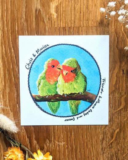 Personalized "Lovebirds" Art Print