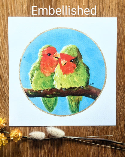 Personalized "Lovebirds" Art Print