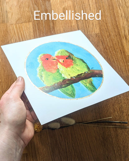 Personalized "Lovebirds" Art Print