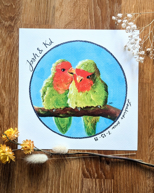 Personalisierter "Lovebirds" Kunstdruck