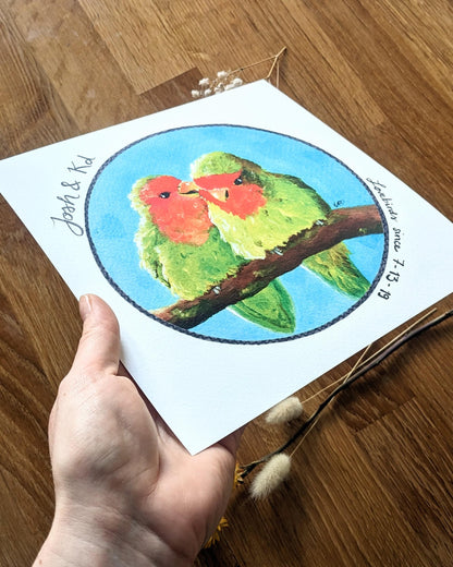 Personalized "Lovebirds" Art Print