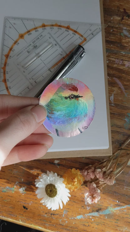 Rainbow Fluff Sticker - 5cm - Holographic or Matte