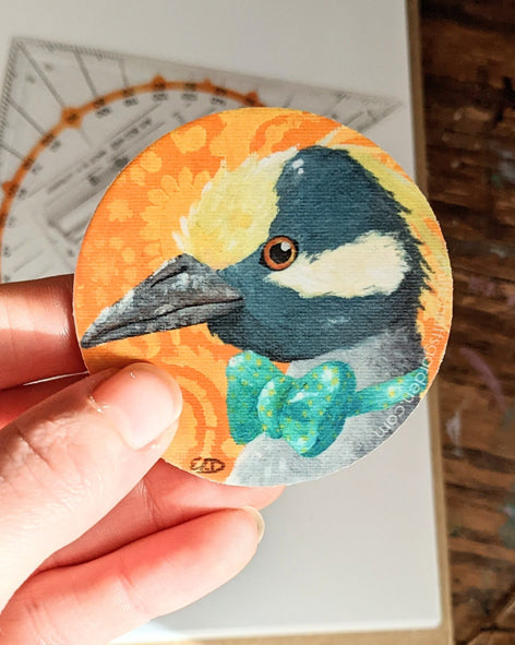 Bowtie Heron Sticker - 6cm - Matte
