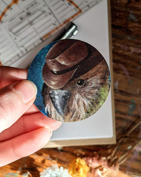 Cowboy Kakapo Sticker - 5cm - Matte