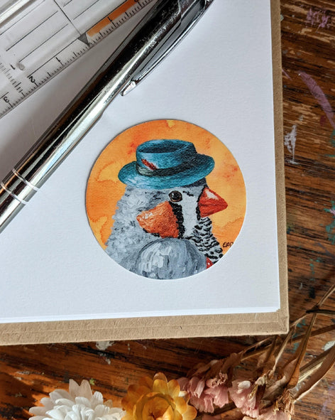 Dapper Zebra Finch Sticker - 5cm - Matte