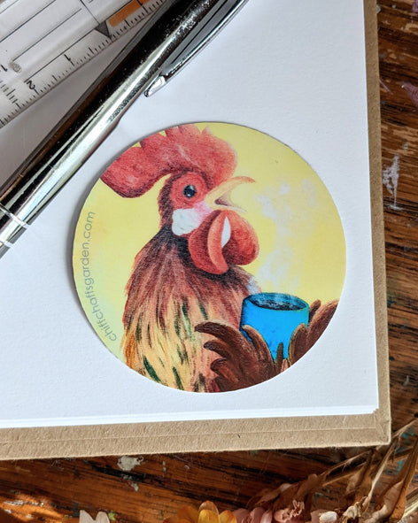 Good Morning Rooster Sticker - 6cm - Matte