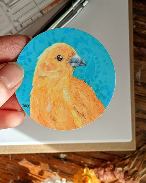 Saffron Finch Sticker - 6cm - Matte
